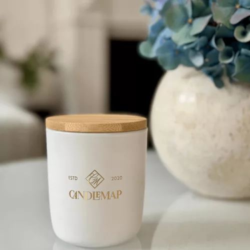 Recipient din sticlă pentru lumânări din ceară de soia 300 ml – Alb